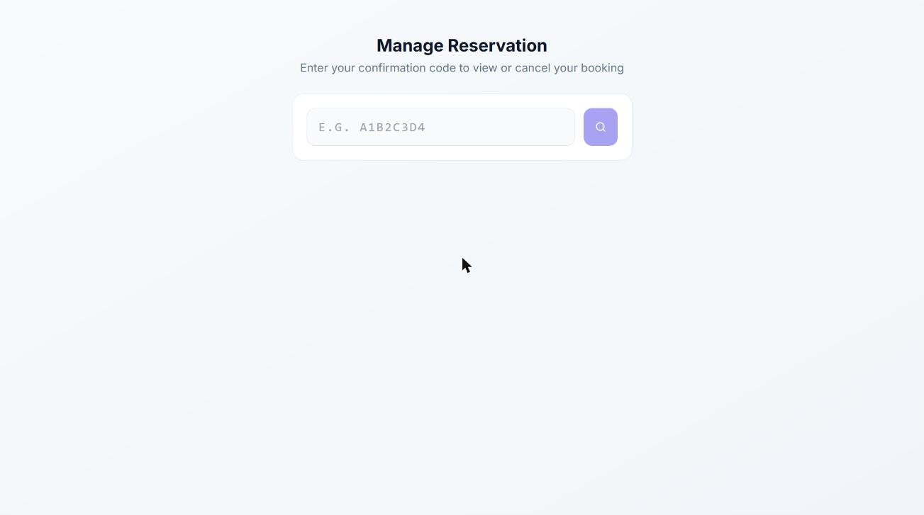 The manage reservation page.