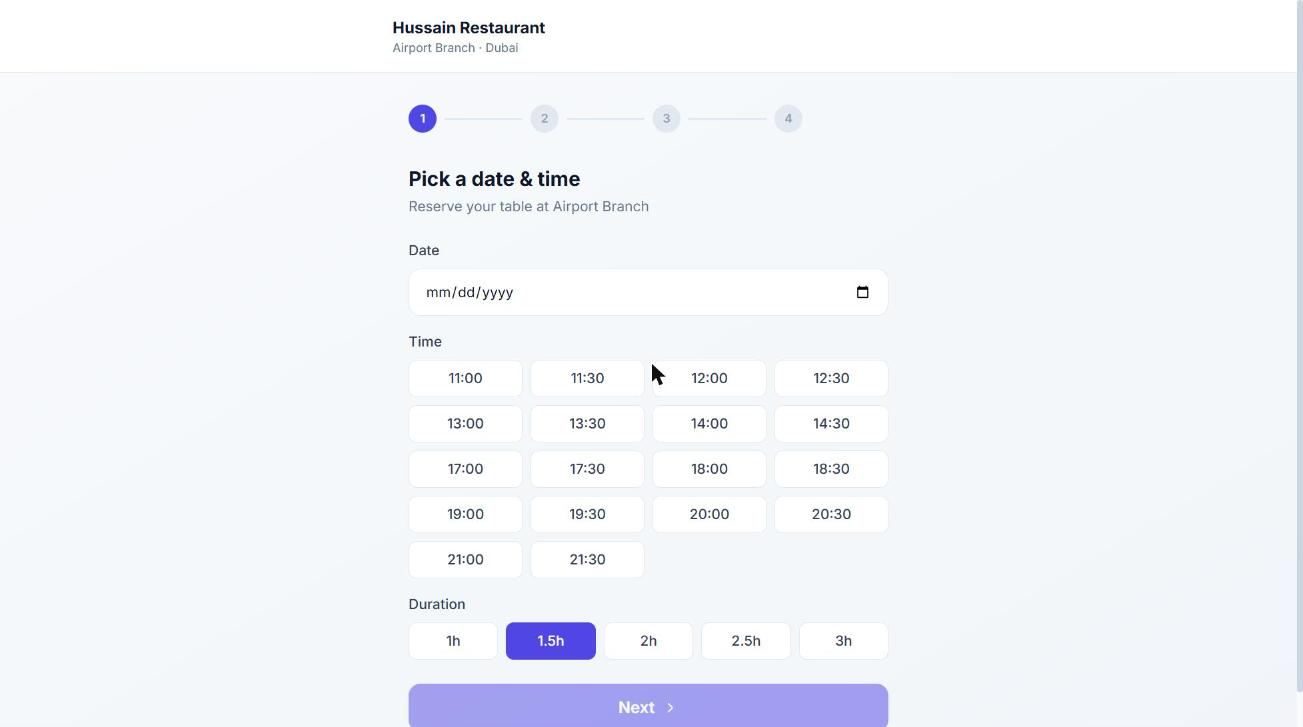 The public booking form.