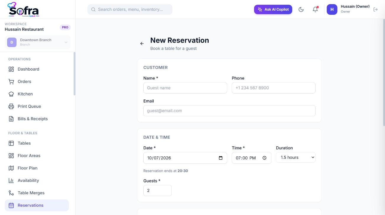 The New Reservation form with auto-assign.