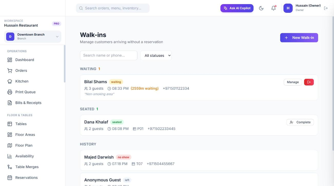 The walk-ins list.